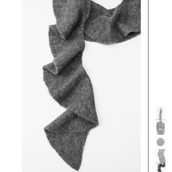 NWT ZARA KNIT SCARF WITH RUFFLES GRAY MARL - Picture 2 of 5